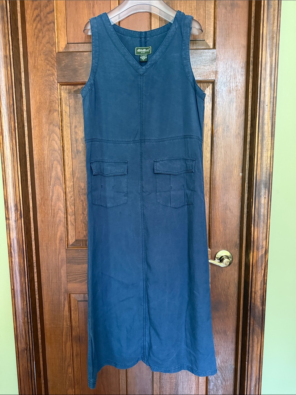 Eddie Bauer Navy Blue Maxi Dress with Front Patch Pockets